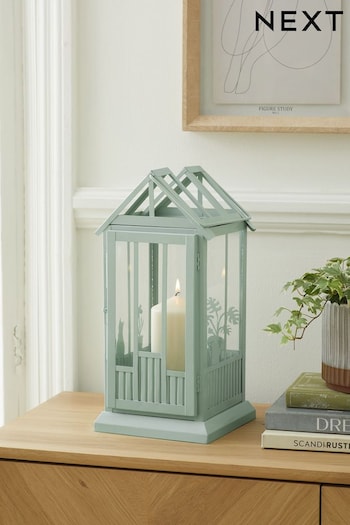 Green Greenhouse Shaped Lantern (293434) | £36