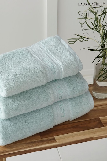 Laura Ashley Duck Egg Blue Luxury Cotton Embroidered Towel (293441) | £18 - £42