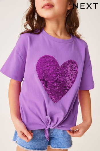 Purple Heart Short Sleeve Sequin T-Shirt (3-16yrs) (293741) | £9 - £14