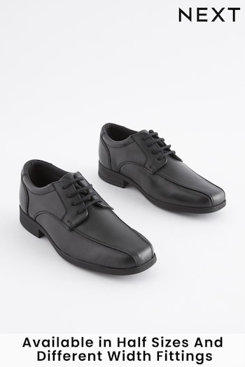 Black Wide Fit (G) School Leather Lace-Up crescendo Shoes (294293) | £32 - £42