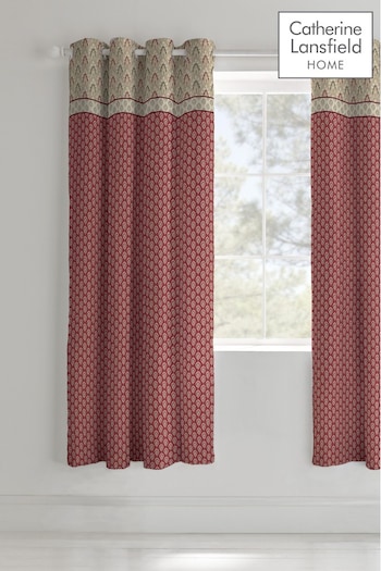 Catherine Lansfield Red Kashmir Lined Eyelet Curtains (294300) | £40