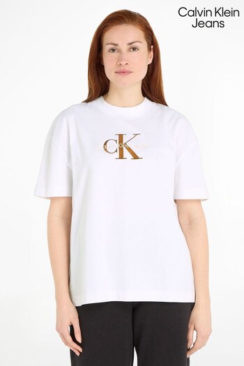 Calvin dontblink Klein Jeans Premium Monologo White T-Shirt (294330) | £55