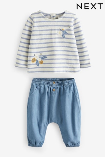 Blue/White Baby Top And Denim Trousers 2 Piece Set (295256) | £17 - £19