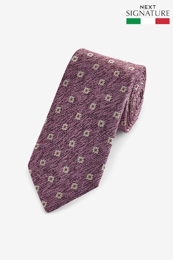 Burgundy Red Geometric Floral Signature Made In Italy Tie (295483) | £30
