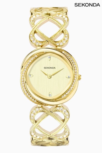 Sekonda Ladies Hidden Hearts Gold Tone  Alloy Bracelet Watch (295786) | £90