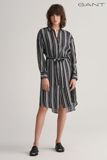 GANT Relaxed Fit Striped A-Line Shirt dorothy Black Dress (295881) | £160
