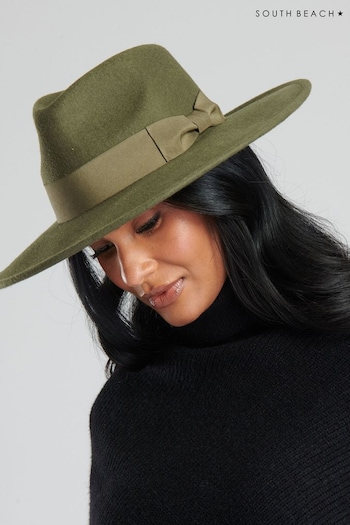South Beach Green Wool Fedora Hat (296084) | £28