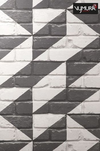 Vymura London Charcoal Grey Exclusive to Next Geo Brick Wallpaper (296175) | £20