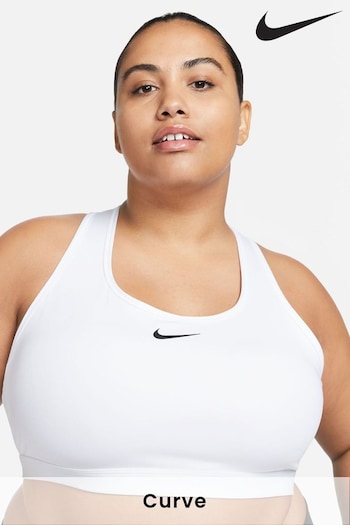 Nike White Curve Swoosh Medium Support Sports Bra (296264) | £38