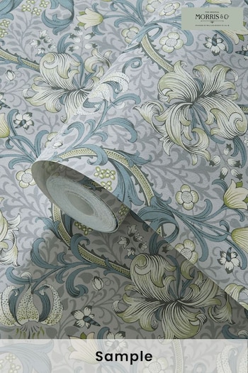 Morris & Co Slate Dove Golden Lily Wallpaper (296353) | £40