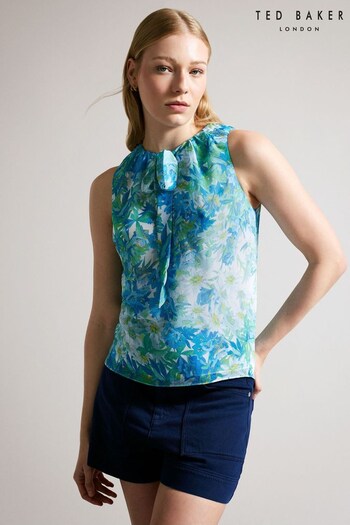 Ted Baker Chalote Sleeveless White Top With Tie Detail (297248) | £75