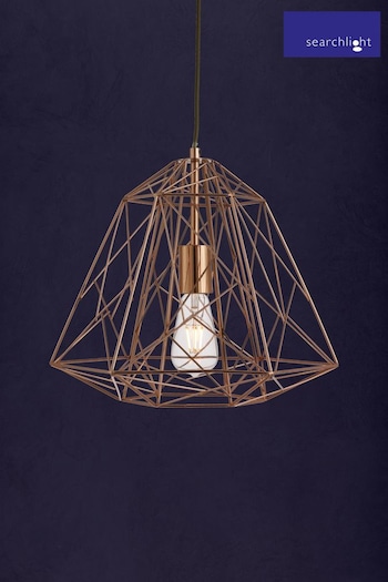 Searchlight Copper Puttle 1 Light Geometric Cage Ceiling Light Pendant (297292) | £53