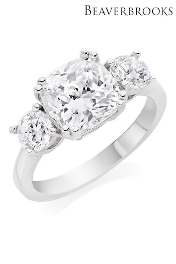 Beaverbrooks Sterling Silver Cubic Zirconia Three Stone Ring (297574) | £69