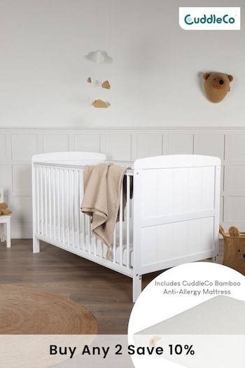White Juliet CotBed with CuddleCo Harmony Sprung Mattress White (297745) | £279