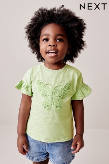 Pale Green Crochet Butterfly T-Shirt (3mths-7yrs) (297787) | £6 - £8