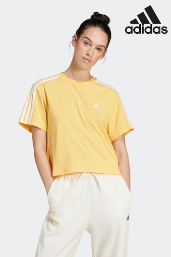adidas Yellow Sportswear Essentials 3-Stripes Single Jersey Top (297840) | £23