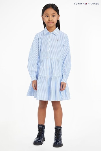 Tommy fleece Hilfiger Kids Blue Stripe Shirt Dress (298315) | £55 - £65