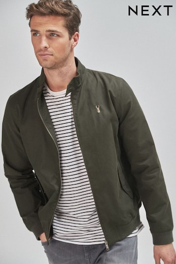 Khaki Green Shower Resistant Check Lining Harrington Jacket (298410) | £58