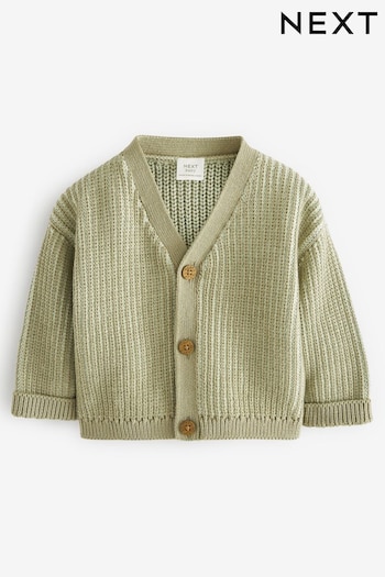 Sage Green logo-patch Knitted Cardigan (0mths-2yrs) (298437) | £13 - £15