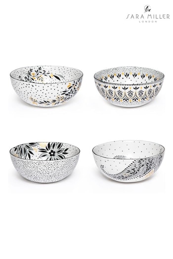 Sara Miller Artisanne Noir Set of 4 Medium Bowls (298506) | £60