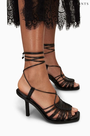 AllSaints Dina Heeled Black Li-Ning Sandals (298659) | £249