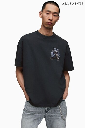 AllSaints Black Beast Short Sleeve Crew T-Shirt (298742) | £55