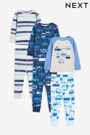Blue Cars 3 Pack Snuggle Pyjamas (9mths-8yrs) (298856) | £27 - £33