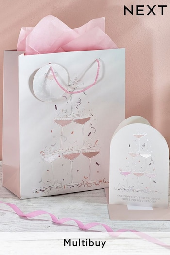 Silver Prosecco Gift Bag and Card Set (298899) | £4.25