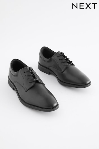 Black School Leather Plain Front  Lace-Up Shoes con (298946) | £32 - £44