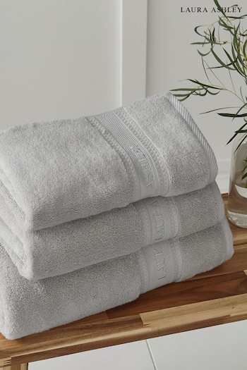 Laura Ashley Steel Grey Luxury Cotton Embroidered Towel (298956) | £18 - £42