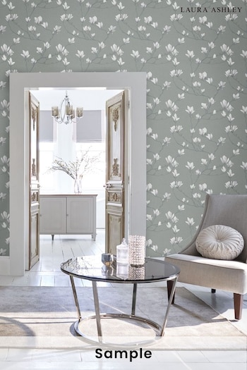 Laura Ashley Slate Magnolia Grove Wallpaper Sample Wallpaper (298958) | £1