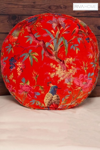 Riva Paoletti Orange Paradise Round Velvet Polyester Filled Cushion (299193) | £36