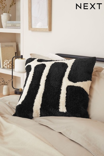 Monochrome Abstract Tufted Berber Cushion (299200) | £20