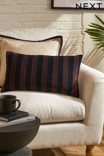 Brown Velvet Stripe 50 x 30cm Cushion (299245) | £22