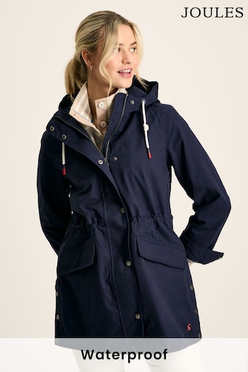 Joules Padstow Navy Blue Waterproof Raincoat With Hood (299438) | £89.95