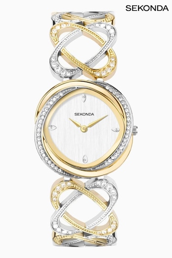 Sekonda Ladies Gold Tone Hidden Hearts Two Tone Alloy Bracelet Watch (299673) | £90