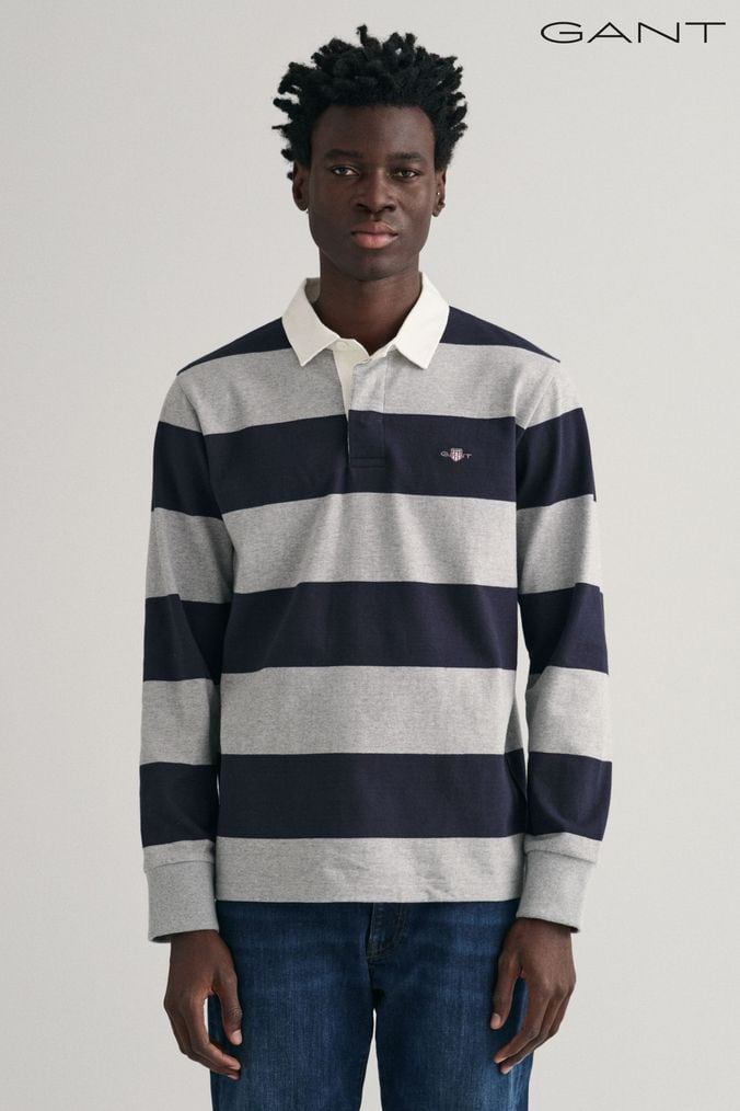 Striped long sales sleeve rugby shirt