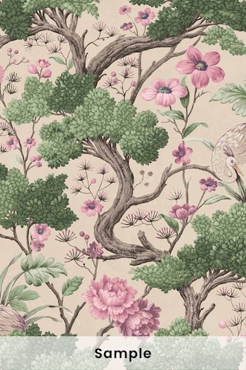Woodchip & Magnolia Cream Crane Bird Sample Wallpaper (29R383) | £2