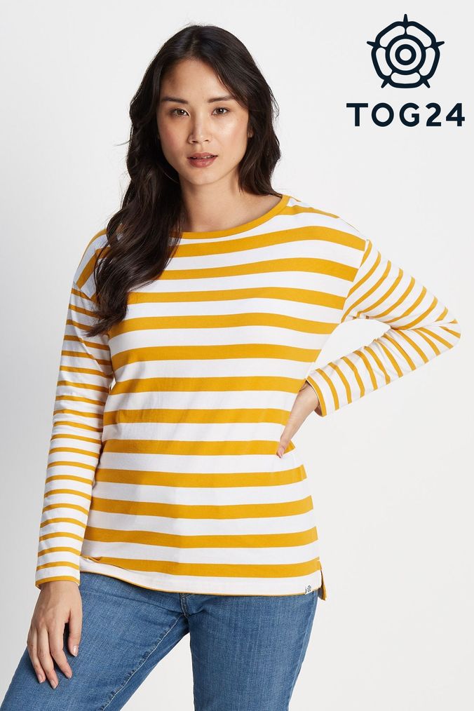 Yellow striped cheap top womens