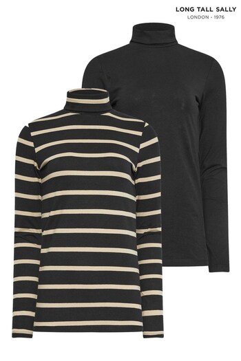 Long Tall Sally Black Roll Neck Top 2 Pack (2C7302) | £25