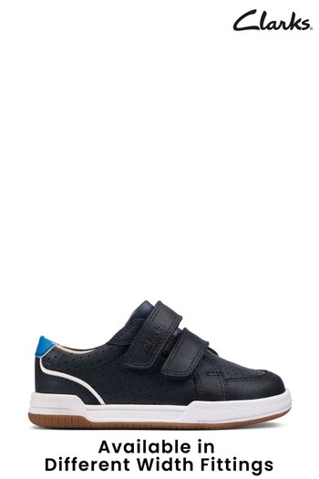 Clarks Blue Multi Fit Leather Fawn Solo T Shoes (2DT625) | £44 - £46