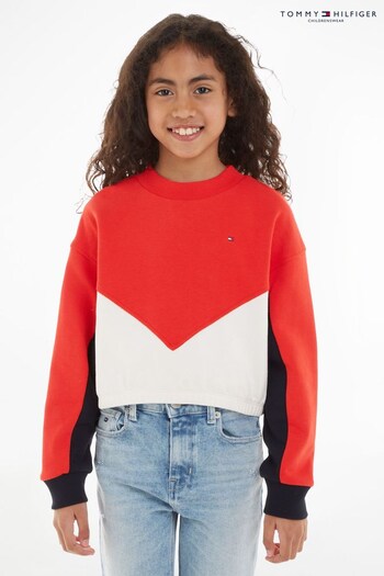 Tommy logga Hilfiger Kids Red Colorblock Sweatshirt (300332) | £55 - £65