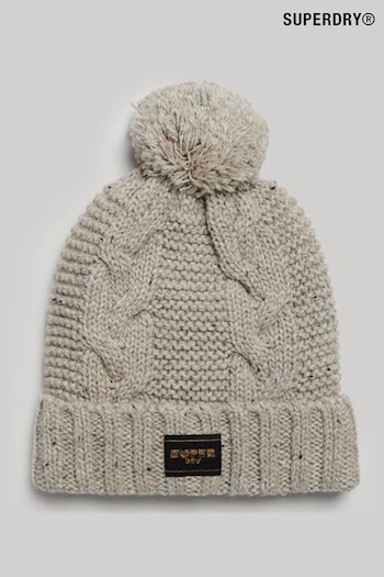 Superdry Grey Cable Knit Beanie Hat (300669) | £25