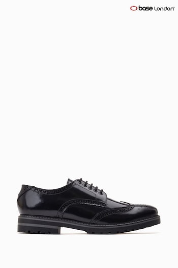 Base London Gibbs Lace Up Brogue Black Shoes (300875) | £80