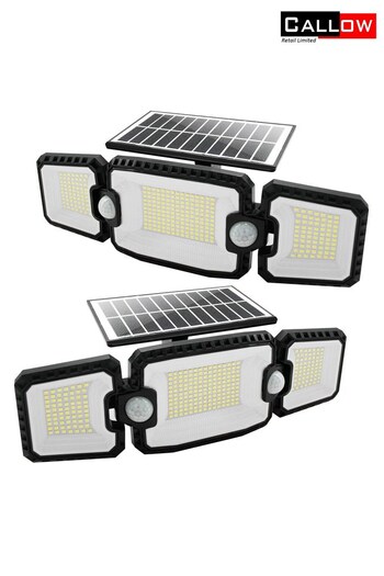 Callow Black Garden Solar LED Triple Security Floodlight with Double PIR Sensor (301109) | £50