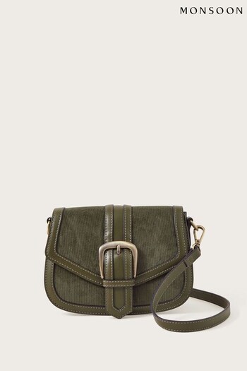 Monsoon Green Cord Saddle Cross-Body Bag (301205) | £45