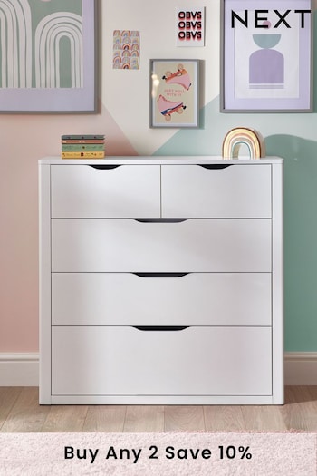 White Compton Kids 5 Drawer Chest of Drawers (301206) | £299