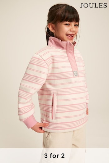Joules Girls' Burnham Pink Stripe Funnel Neck Sweatshirt (301238) | £39.95 - £42.95