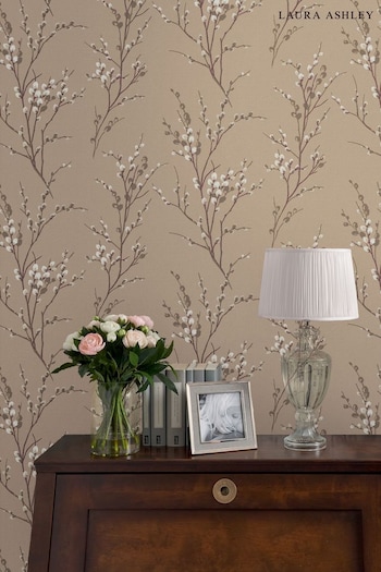 Laura Ashley Natural Pussy Willow Wallpaper Sample Wallpaper (301389) | £1