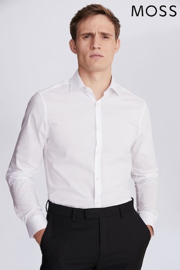 MOSS Extra Slim Fit White Single Cuff Stretch Shirt (301505) | £35